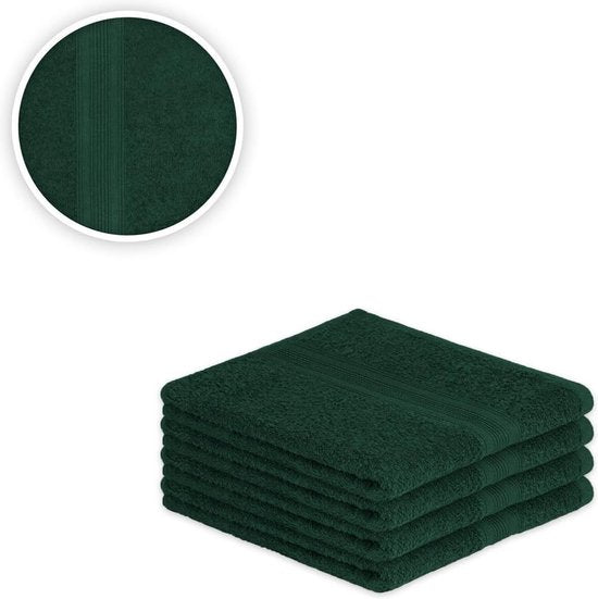 Handdoek set van 4 50 x 100 cm donkergroen