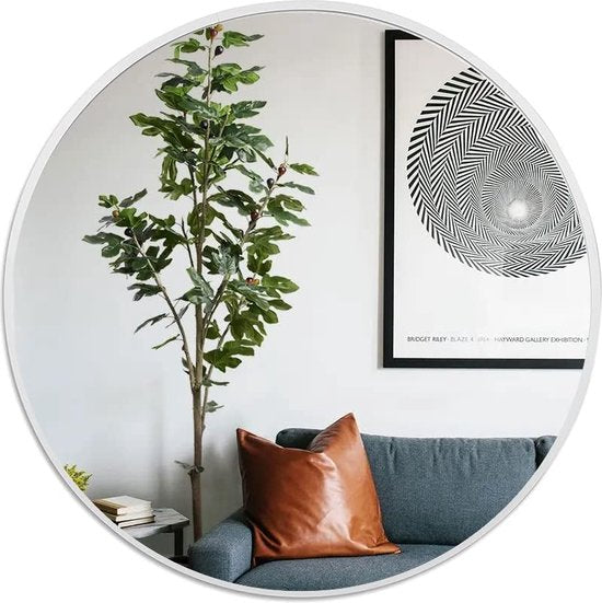 Ronde spiegel, wandspiegel, 40 cm, badkamerspiegel voor hal, woonkamer, slaapkamer, wit Vertaling: Ronde spiegel, wandspiegel, 40 cm, badkamerspiegel voor de hal, woonkamer, slaapkamer, wit.