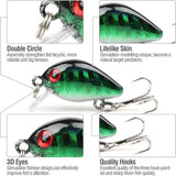 Kunstaasset Minnow Bait Kit Wobbler Crankbaits met haak Hard popper aas voor zoutwater zoetwaterforel Baars zalmvissen (10 stuks - 2,8 cm / 1,7 g)