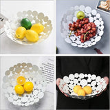 Moderne metalen fruitmand, fruitschaal voor keuken en eettafel, decoratieve opbergschaal voor broodgroenten opbergstandaard (wit).