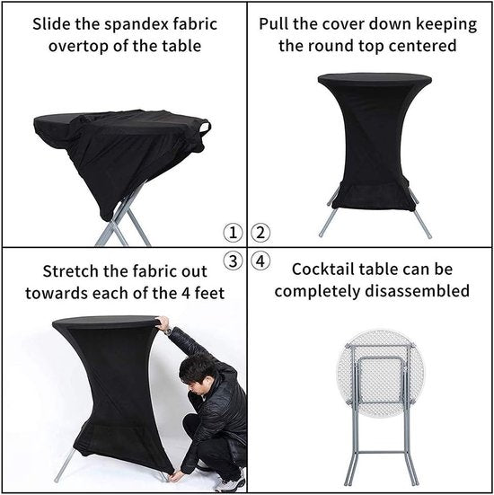 Statafelhoezen, set van 2 stretchhoezen, tafelhoes, statafelhoezen, decoratie voor cocktailparty, bruiloft, banket, (70 x 110 cm, wit)