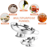 Roestvrijstalen inmaaktrechter met handvat voor brede en normale glazen en weckpotten, brede hals voor vloeibare en droge ingrediënten, grote vaste stoffen, olie, bonen en jam