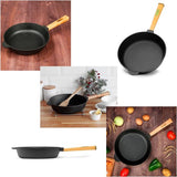 Cast Iron Frying Pan with Removable Wooden Handle and Spatula, 58mm high, 24 cm, High Rim