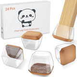 24 stuks stoelpootdoppen, vierkant, middeltransparant, siliconen beschermkappen voor stoelpoten, met slijtvast viltkussen, elimineer geluiden en anti-krassen (rond, 22 mm-32 mm)