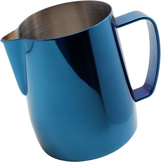 Melkopschuimkan van roestvrij staal met titanium bekleed melkkannetje latte kunst kop koffie latte cappuccino blauw 350ml