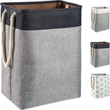 Wasmand 78L, opvouwbare wasmand met touwhandgrepen opbergcontainer geschikt voor slaapkamer wasruimte badkamer 60 x 42 x 31 cm zwart + grijs