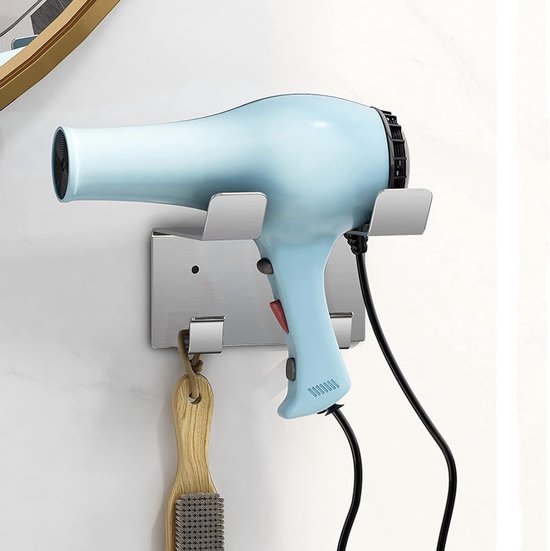 föhnhouder, föhnhouder zonder boren, haardrogerhouder, matte afwerking, wandbevestiging voor hotel, badkamer, woonkamer, barbershop