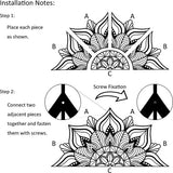 Grote Metalen Mandala Muurdecoratie Unieke Lotusbloem Muurkunst voor Thuis Slaapkamer Kantoor Binnen Buiten (Zwart)