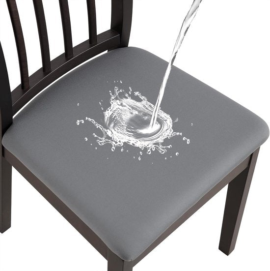 Jacquard Eetkamerstoel Stoelhoezen - Stretch Spandex, Geen rugleuning - Eetkamerstoel Stoelbeschermer Hoes - Verwijderbaar Wasbaar voor hoge bureaustoelen - Antraciet Glad - 6 stuks