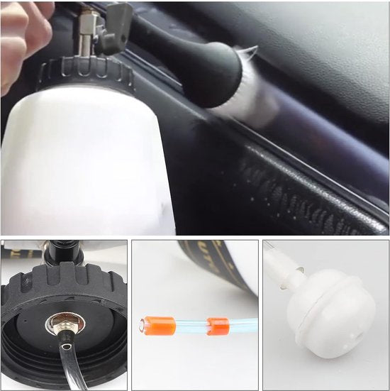 Reinigingspistool, hogedrukreinigerpistool, autoreinigingspistool, persluchtreiniger, 6 - 9,2 bar, instelbare luchtdruk, nikkel-metaalcoating, met mondstuk, handdoeken, handschoenen, borstels