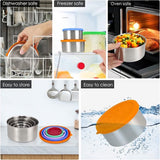 Roestvrijstalen voedselcontainers met deksels, set van 3 kleine kruiderijcontainers, lunchbox voor kinderen Herbruikbare snackcontainers, nestbare metalen voedselopslag voor sauzen