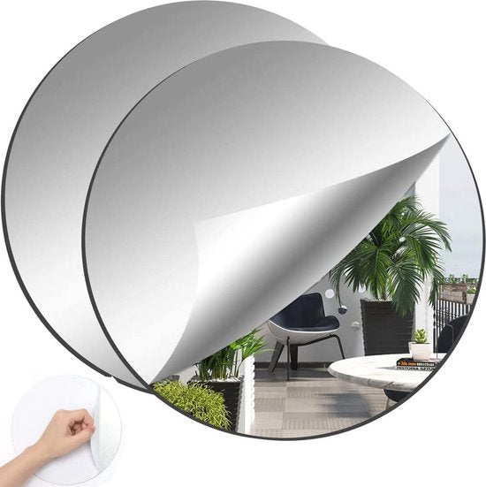 Spiegel Muurstickers Acryl, 2 Stukken 3D Spiegel Muursticker Zelfklevende DIY Behang Spiegel Muursticker Spiegel Tegels Kunst Decoratie Behang,30 * 30cm,voor Thuis Woonkamer(Zilver)