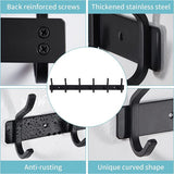 Kledinghaken, haaklijst, garderobehaken, RVS met 6 haken, wandhaken, garderobelijst voor slaapkamer, badkamer (zwart, 6 haken, 2 stuks)