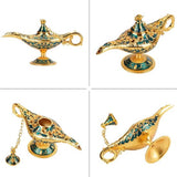 Aladdin Lamp, Metal Carved Hollow Legend Lamp Hollow Aladdin Magic Genie Light Desired Pot Decoration