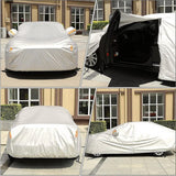 6-laagse auto voorziening, waterproof, beperkte, complete garage, autozeil tegen regen, zon, stofbescherming, auto financiering, voor binnen en buiten, universeel, 194-208 inch, zilver