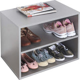 boekenkast, 2 vakken, 60 x 45 x 40 cm, smal rek, spaanplaat van hout, modern, grijs, staand rek, kantoorboekenkast, rekken en planken, printerstandaard, printerrek, archiefkast