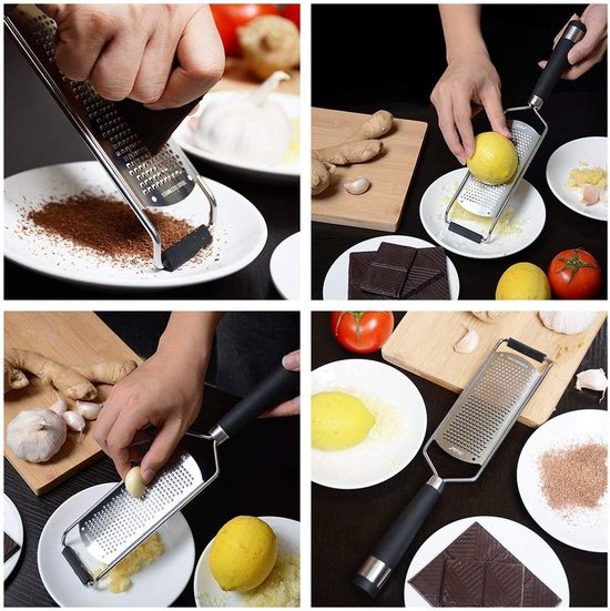 Cheese Grater, Parmesan Grater, Lemon Grater, Zester with Large and Sharp Grating Surface Made of Premium Stainless Steel, Non-Slip, Robust and Dishwasher Safe