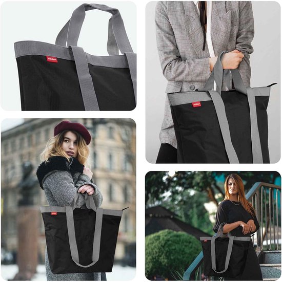 Boodschappentas, vrijetijdstas, draagtas van polyester met ritssluiting, wasbaar en geschikt voor winkelen, sport, zwembad en strand, 51 cm x 20 cm x 40 cm, 51 cm x 20 cm x 40 cm.