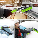 IJskrabber met bezem, 80 cm, 3-in-1 auto reinigingsborstel, sneeuwborstel met 360 graden borstelkop, sneeuwborstel met schuimrubberen handgreep voor auto's, vrachtwagens, SUV's