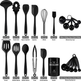 Keukengerei, 22-delig, volledig silicone, hittebestendig, anti-aanbaklaag, BPA-vrij, spatel, lepel, tang, garde, kookgerei