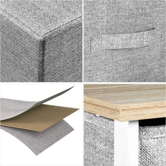 Commode met laden, kast met 7 laden van stof, opbergkast, moderne stijl voor slaapkamer, woonkamer, kinderkamer, hal, lichtgrijs