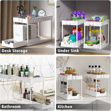 spoelbakorganizer, 2 stuks, ondergootsteenorganizer, uittrekbaar opbergrek, organizer met 16 haken, wit