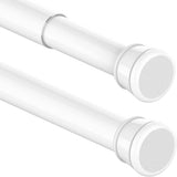 1 x Shower Rail, No Drilling, Shower Curtain Rail, Telescopic Pole, for Cupboards, Bathrooms, Wardrobe, 110-200 cm, White (Diameter 25 mm)