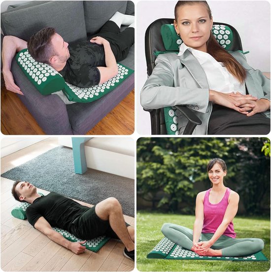 Acupressuurmat & kussenset, acupunctuurmat, spikes, yogamat voor massage, wellness, ontspanning en spanningen, ontspanning, spieren, ontspanning na sport, herstel, met draagtas