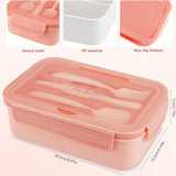 Bento Box voor kinderen en volwassenen, lunchbox voor volwassenen, broodtrommel met 3 vakken, lunchbox voor volwassenen en kinderen, met lepel en vork, magnetron- en vaatwasmachinebestendig