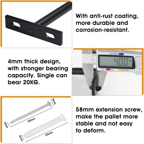 Set van 6 zwevende plankbeugels, onzichtbare plankbeugels, zwevende plankbeugels, robuuste plankbeugels, 125 x 70 mm, plankbeugels, verborgen met 12 schroeven en expansiepijpen voor