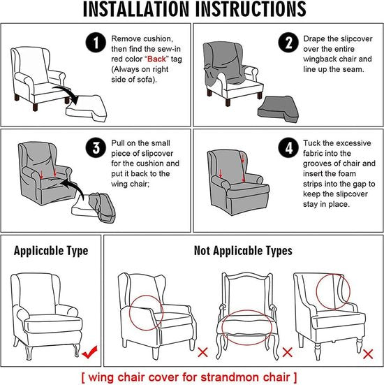 fauteuilhoes, 2-delige set, fauteuilhoes, fauteuilhoes, elastische stretch tijgerstoelhoes met armleuning, hoge rugleuning, universeel, tak van witte bloem