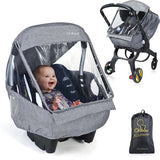 Universele regenhoes voor babyzitje (bijv. Maxi-Cosi/Cybex/Römer), afdekbare draagopening en luchtgaten, contactvenster, met zak, noodzakelijke bescherming voor baby's of huisdieren (lichtgrijs)