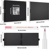 Fotoalbum, 80 pagina's, zwart, scrapbooking-album, 29,5 x 21 cm, met 6 metalen stiften, voor 160 foto's, gastenboek voor verjaardag en bruiloft (zwart)