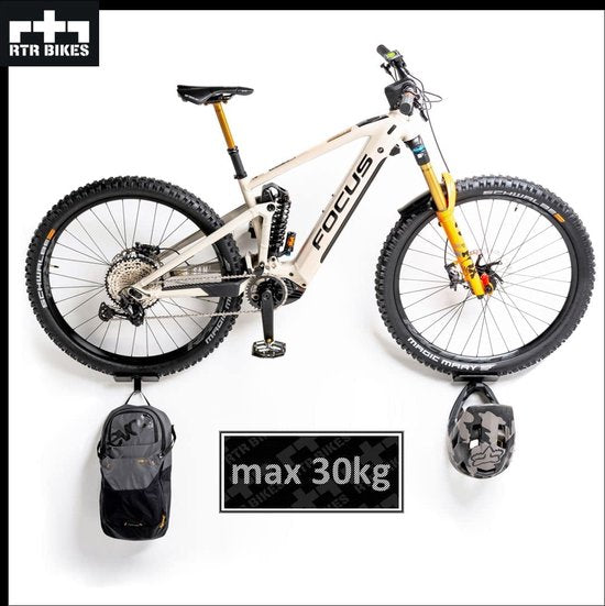 RTR BIKES Crank Pro Professional Fietsophanging, fietshouder voor aan de muur, wandhouder, ideaal voor ruimtebesparend ophangen van de fiets, voor thuis, garage en fietswinkel