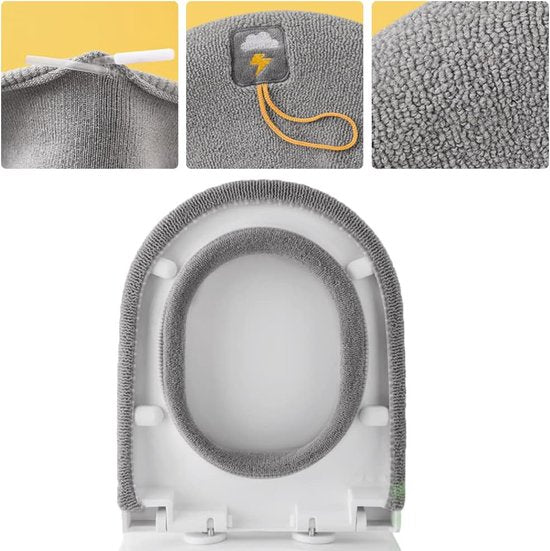 4 stuks wc-stoelhoezen, warm wc-zitkussen, wc-brilhoes, wasbaar, dik, wasbaar, rekbaar, geschikt voor de meeste toiletten