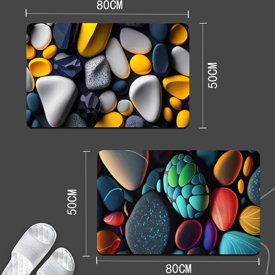 badmatten en deurmatten met iriserend 3D-steenpatroon