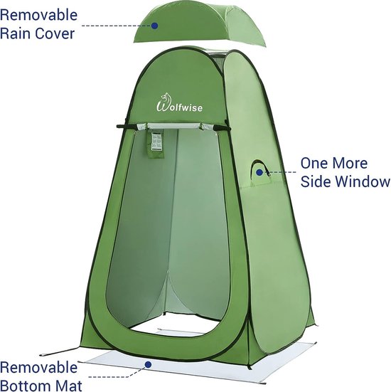 Pop-upkleedcabine, outdoor-toilettent, campingdouchetent, mobiel toilet met afneembare tentvloer en kap, waterdicht, draagbaar