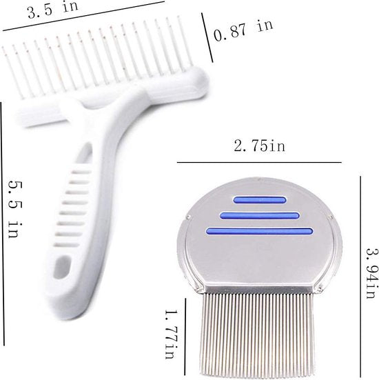 Qtupon Netenkam, luizenkam, roestvrij staal, luizenkam, luizenkam, vlooienkam, metaal, voor honden en katten (6 kam)