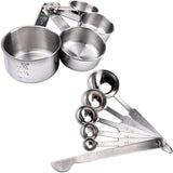 10-delige set maatlepel en maatbeker van roestvrij staal met meetliniaal gegraveerde meetwaarden stapelbaar