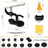 18-delige horlogeperskastsluiter, horlogedekselpers, reparatiegereedschap met 12 drukplaten, kunststof inzetstukken, horlogepers, horlogepersgereedschapset, horlogegereedschap voor het vervangen van de batterij