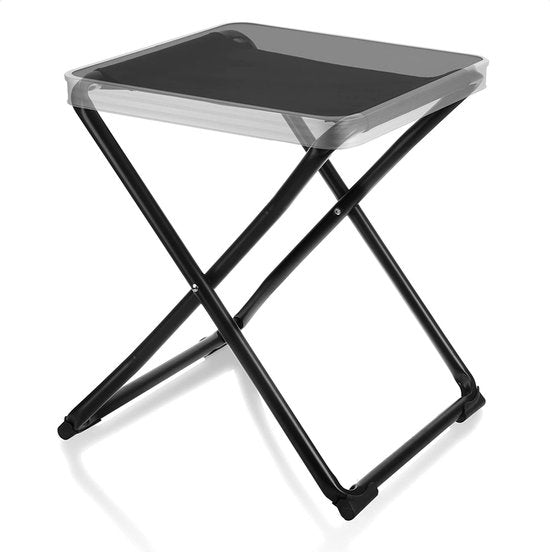 Camping klaptafel - klapstoel, campingkruk - opvouwbare campingstoel om te vissen, picknick, wandelen, strand of op reis (tafel/kruk - zwart)