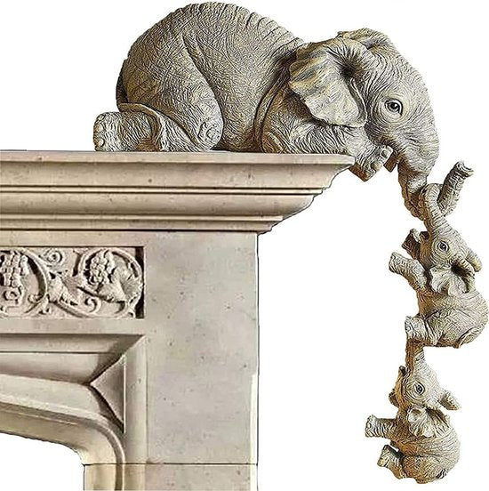 Mohito Olifant Standbeeld Figuur 3 Stuks Olifant Sculptuur Decoratie Set Hars Ambachtelijke Ornamenten voor Home Office Craft Decoratie Home Decor