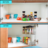 Uittrekbare 2-traps kruidenkeukenkast organizer, 12 x 26 x 23,8 cm (b x d x h), kruidenorganizer