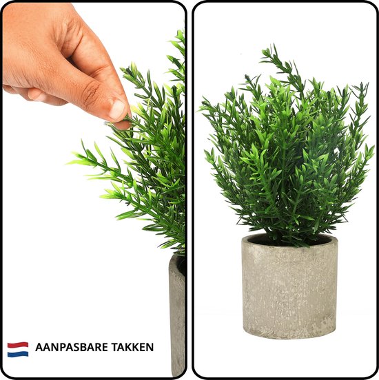 Belle Vous 4 Pak Artificiële Binnen Potplanten - Kleine Nep Plastic Eucalyptus, Slangen Tong Gras & Vetplanten - Faux Groen voor Kantoor, Bureau/Tafel, Slaapkamer, Keuken, Huisdecoratie