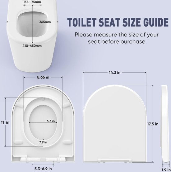 Family Toilet Seat with Removable Child Seat, Soft Close Mechanism, Adjustable Hinge, Quick Release Funcktion/D/U-Shape PP Children and Adults Toilet Seat