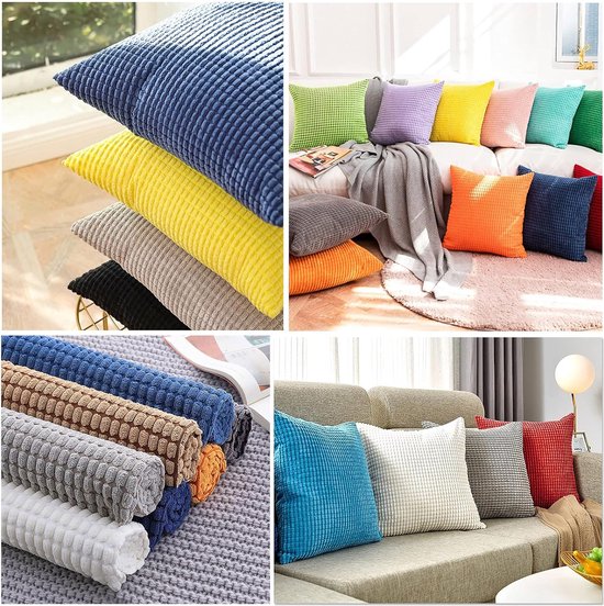 Kussenovertrek corduroy, effen, set van 2, kussenslopen voor sierkussens, bankkussens, in vele kleuren