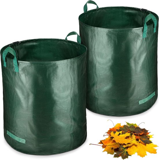 2 x 272 liter tuinzak, stabiel, bladzak, tuinafvalzak, tuinzakken voor tuinafval, groene snijzakken, opvouwbaar, groot, robuust, van polypropyleen weefsel, 150 g/m², 2 x 272 liter