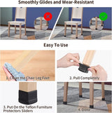 16 stuks stoelpootglijders voor tapijten 3,2 cm rond transparant TPE hoogelastisch zacht rubber met zwart