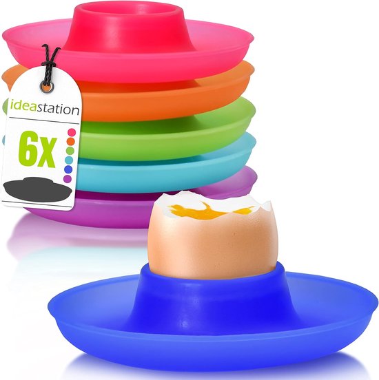 NEO plastic eierdopjes 6 stuks, 9,5 cm, kleurrijk, eierhouder