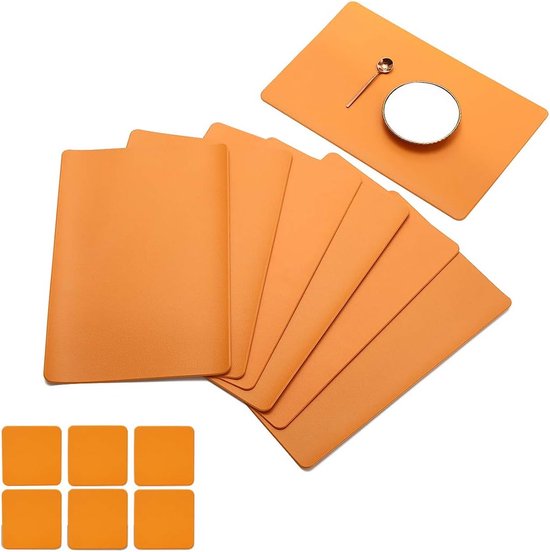 Set van 6 placemats en 6 onderzetters Veeg schoon antislip PVC hittebestendige placemats voor keukentafel 30 * 45cm